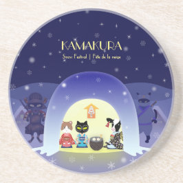 Posavasos Ronda de celebración de Snowy de Edo-Neko