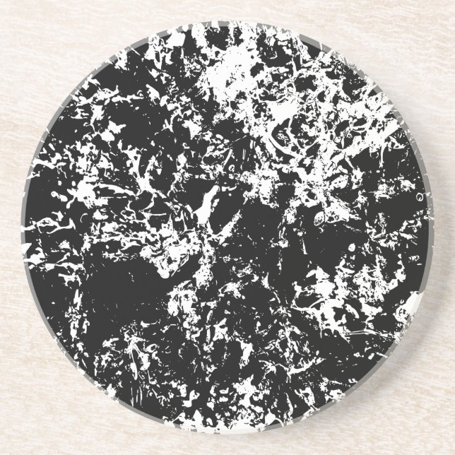 Posavasos Ronda de formación de hielo abstracto en blanco y  (Frente)