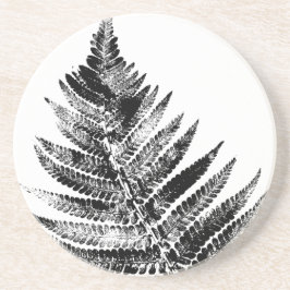 Posavasos Ronda de impresión de hojas de hierro negro y blan