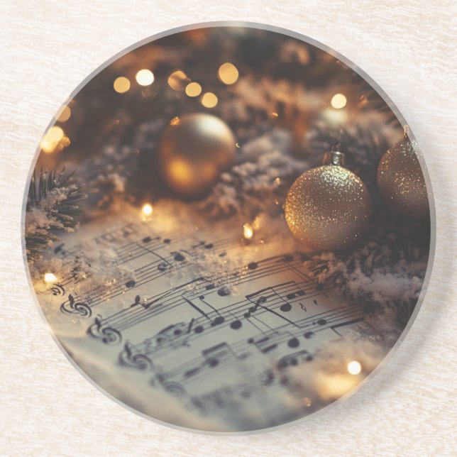 Posavasos Ronda de notas musicales de Navidades rusos oscuro (Frente)