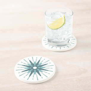 Posavasos Ronda Turquesa Starburst De Mediados Del Siglo
