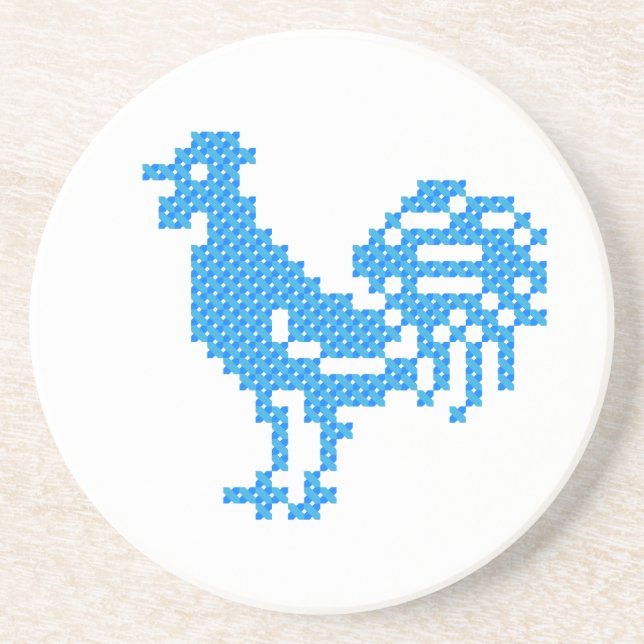 Posavasos Rooster azul (Frente)