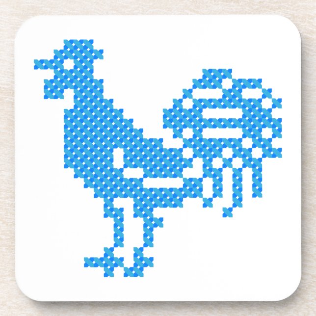 Posavasos Rooster azul (Frente)