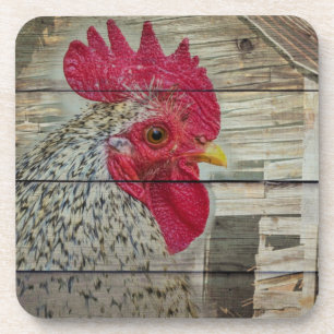 Posavasos Rooster Rustic Chicken Coop Barn Board
