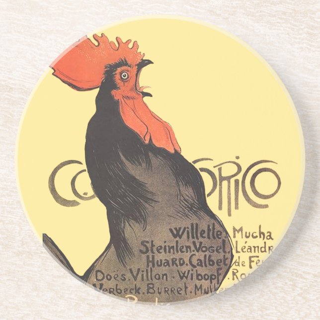 Posavasos Rooster Steinlen Cocorico Arte francés (Frente)