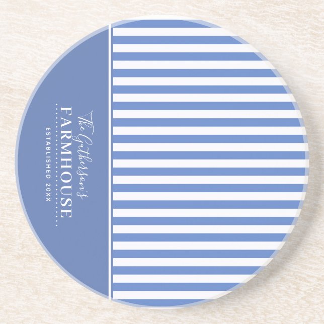 Posavasos Ropa azul y blanca de granja (Frente)
