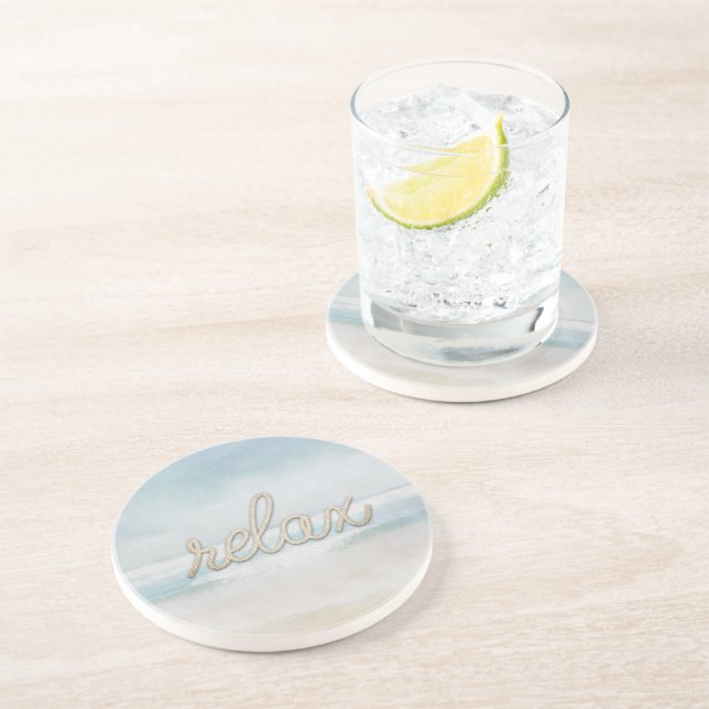 Posavasos Ropa nautica Relax texto sobre el océano (Lado)