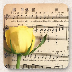Posavasos Rosa amarilla de la música de la hoja