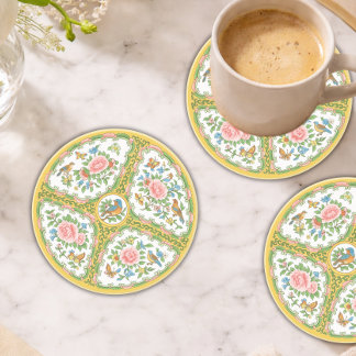 Posavasos Rosa Antiguo Floral Amarillo y Rosa Areniscas 