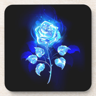 Posavasos Rosa azul en llamas