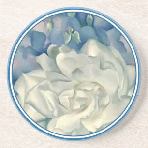 Posavasos Rosa blanco y Larkspur del atontamiento Georgia