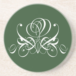 Posavasos Rosa blanco y verde floreciente