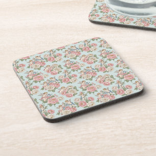Posavasos Rosa de ángel querubín coquette azul y rosa vintag