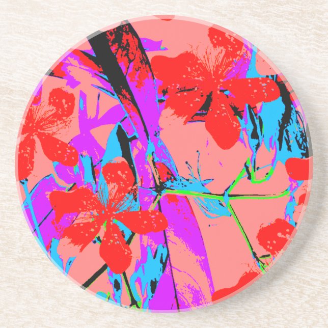 Posavasos rosa de flor retro (Frente)