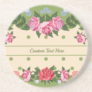 Posavasos Rosa de Moda Vintage Flor Jardín Verde Foliage