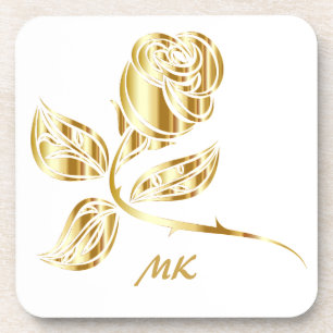 Posavasos Rosa de oro elegante monogramado