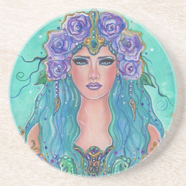 Posavasos Rosa de sirena en el arte marítimo de Renee Lavoie (Frente)