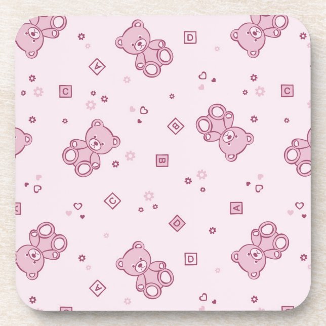Posavasos Rosa del fondo de los osos de peluche (Frente)
