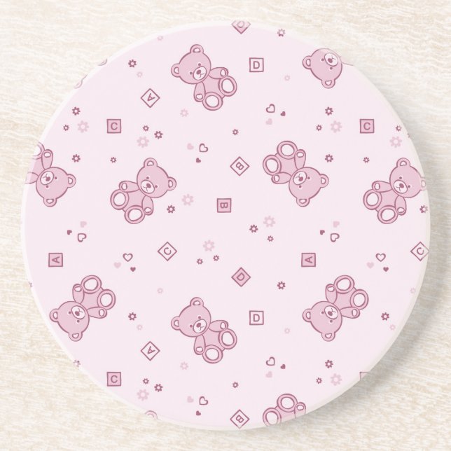 Posavasos Rosa del fondo de los osos de peluche (Frente)
