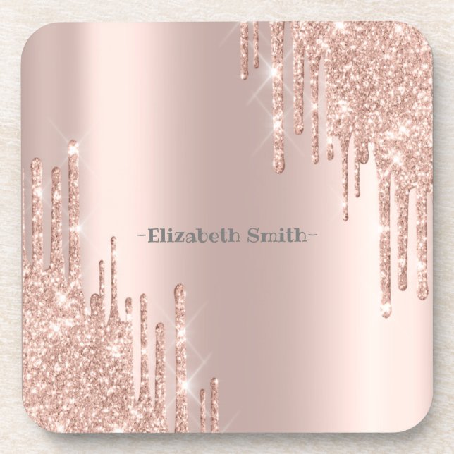 Posavasos Rosa dorado elegante (Frente)