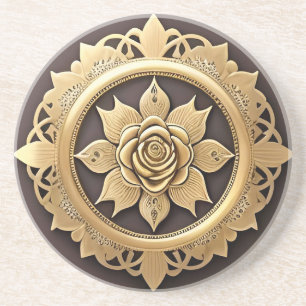 Posavasos Rosa elegante con marco decorativo ornamentado