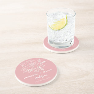 Posavasos Rosa Esbozo Boda personalizado/ ducha de novia