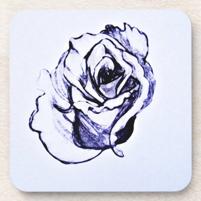 Posavasos Rosa Esbozo de la mano Flor (Frente)