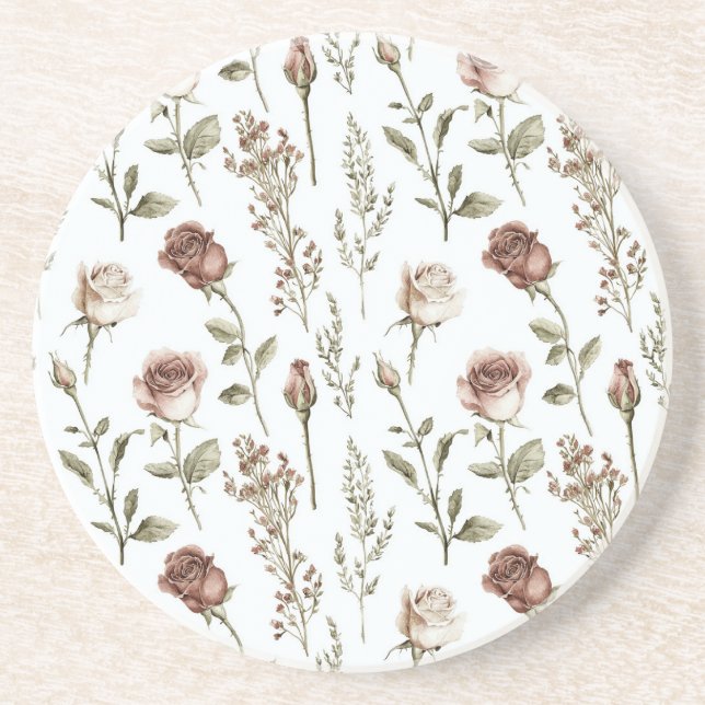Posavasos Rosa floral rosa rojo   (Frente)