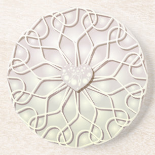 Posavasos Rosa Geométrico de Oro Patrón de Corazón de AMOR