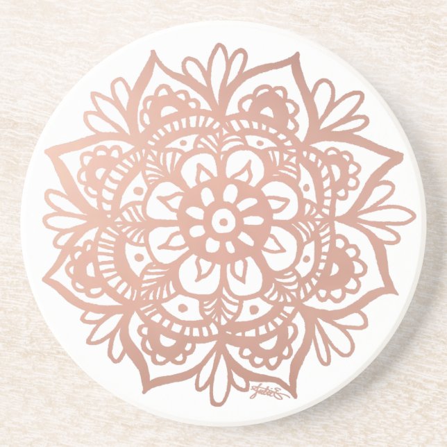 Posavasos Rosa Gold Mandala (Frente)