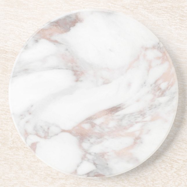 Posavasos Rosa Gold Marble Elegante Plantilla Ronda de moda (Frente)