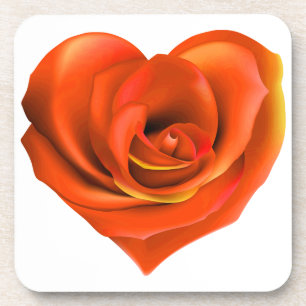 Posavasos Rosa Naranja brillante del corazón