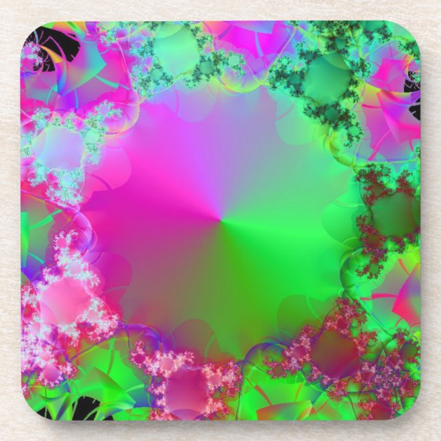 Posavasos Rosa neón y cono verde (Frente)