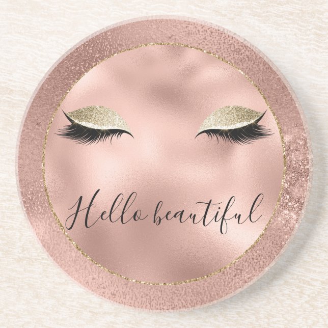 Posavasos Rosa Oro Glitzy Black Eyelashes (Frente)