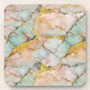 Posavasos Rosa Pastel, Verde azulado, Mármol Blanco
