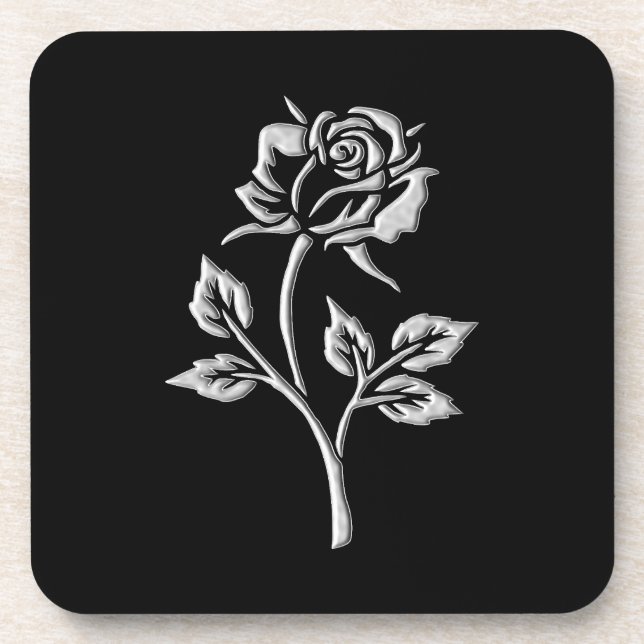 Posavasos Rosa plateado simple (Frente)