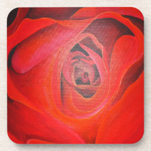 Posavasos Rosa Roja Artística en Forma de Corazón