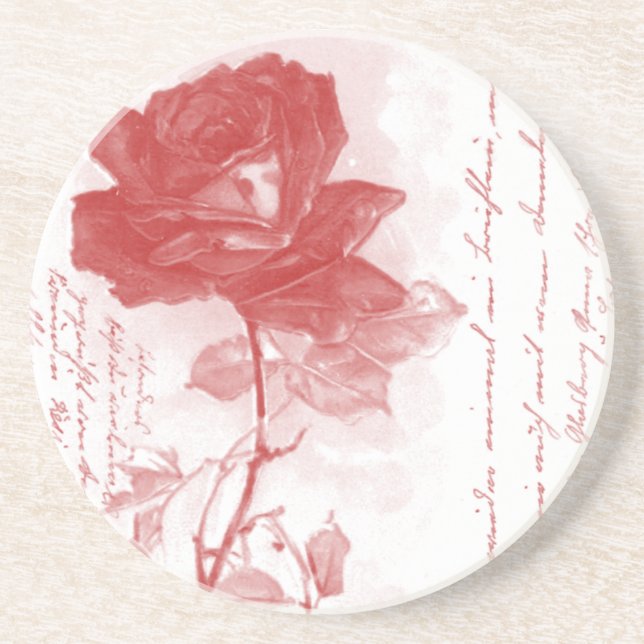 Posavasos Rosa Roja bonito (Frente)