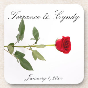 Posavasos Rosa Roja De Pie Larga Única Elegante