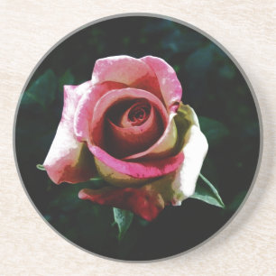 Posavasos Rosa roja pintada al óleo