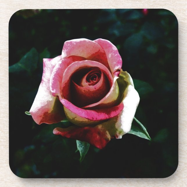 Posavasos Rosa roja pintada al óleo (Frente)