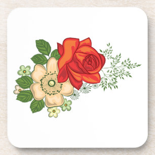Posavasos Rosa Roja y Margaritas