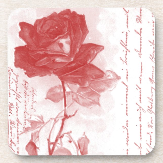 Posavasos Rosa rojo bonito (Frente)