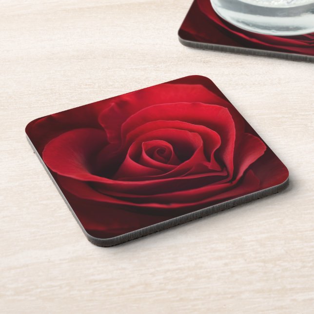 Posavasos Rosa rojo de la tarjeta del día de San Valentín (Lado Izquierdo)