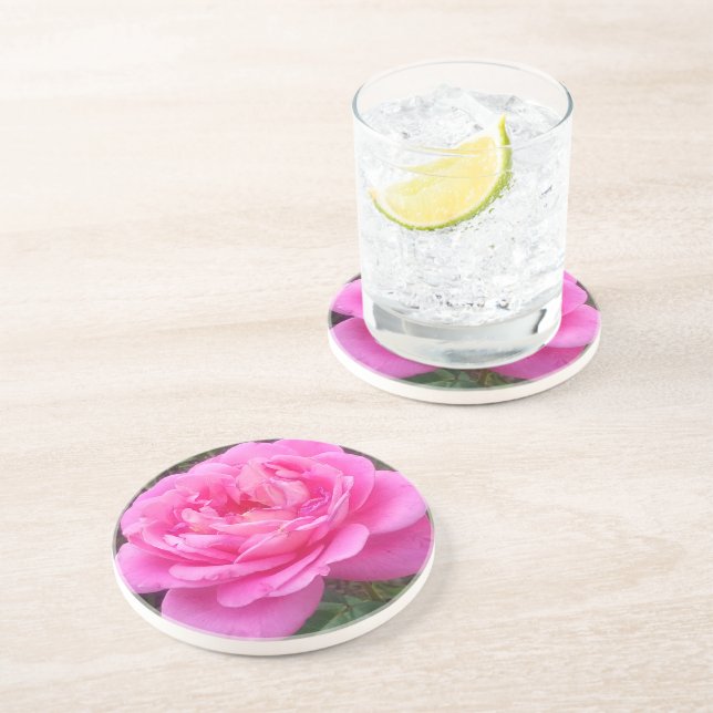 Posavasos Rosa rosa romántico "Leonardo Da Vinci" (Lado)