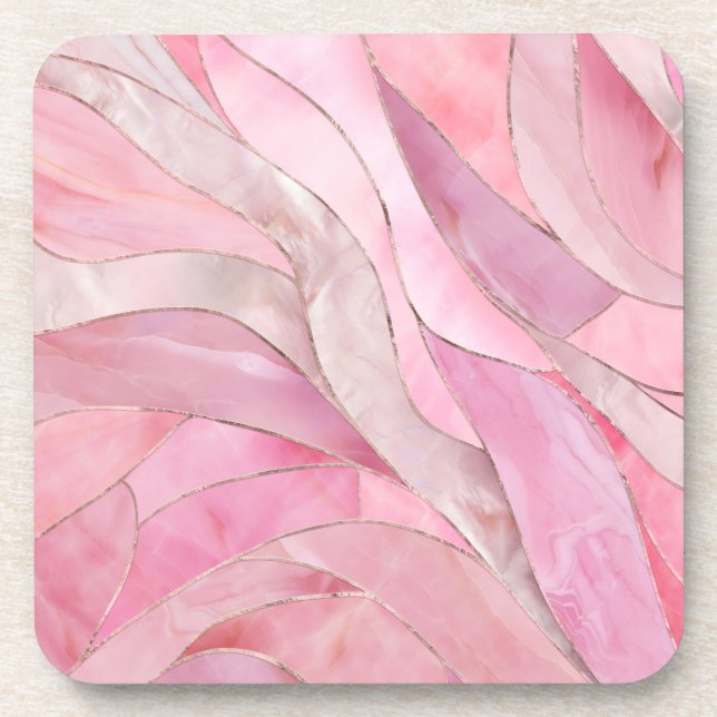 Posavasos Rosa Rosa Rubor - Olas de mosaico (Frente)