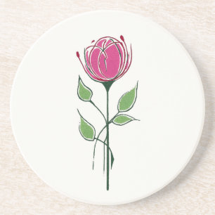 Posavasos Rosa rosa única al estilo de Glasgow