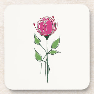 Posavasos Rosa rosa única al estilo de Glasgow