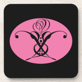 Posavasos Rosa Rosa y Flourier Negro retro