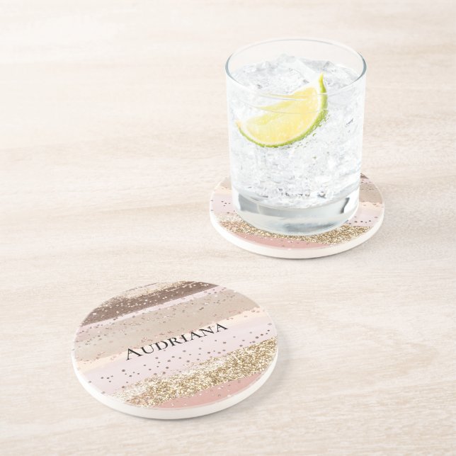 Posavasos Rosa Rubor chocolate rosa Purpurina de oro Cumplea (Lado)